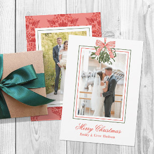 Watercolor Mistletoe Christmas Photo Holiday Card