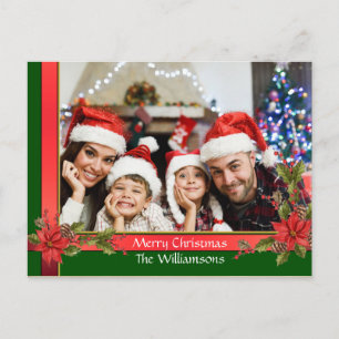 Watercolor Mistletoe Framed Christmas Photo Holiday Postcard