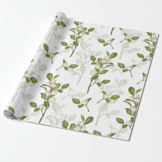 Watercolor Mistletoe Winter Plant Seamless Pattern Wrapping Paper