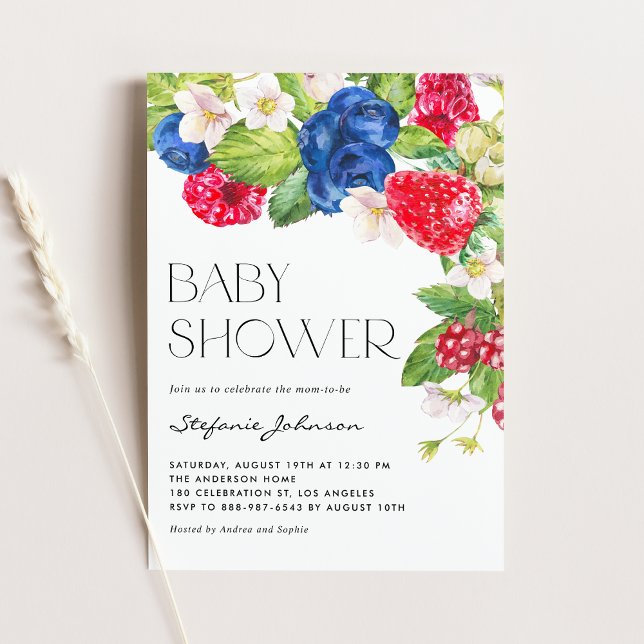 Watercolor Mixed Berries Summer Baby Shower Invitation (Creator Uploaded)