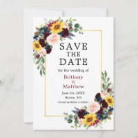 Watercolor Mixed Floral Elegant Gold Frame