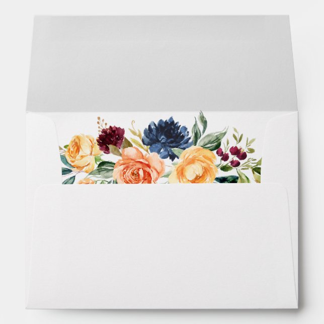 Watercolor Mixed Floral Greenery Wedding Envelope (Back (Bottom))