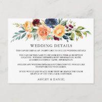 Watercolor Mixed Floral Wedding Details Card
