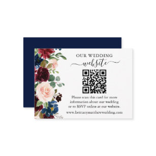 Watercolor Mixed Floral Wedding Website QR Enclosu Enclosure Card