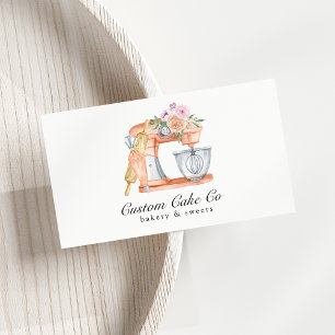 Watercolor Mixer Cake + Bakery Business Card