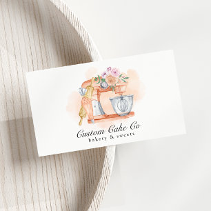 Watercolor Mixer Cake + Bakery Business Card