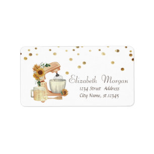 Watercolor Mixer Sunflowers Confetti Label