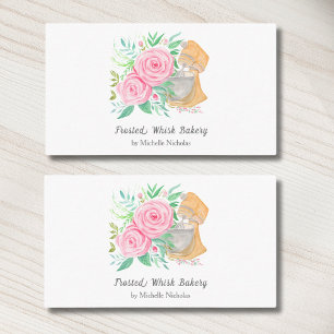 Watercolor Mixer With Roses Bakery, Catering Business Card