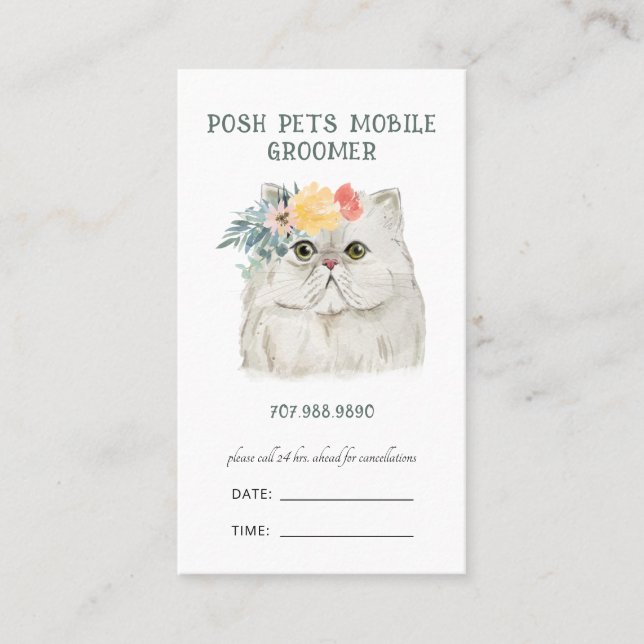 Watercolor Mobile Pet Groomer  Appointment Card (Front)