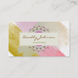 Watercolor Modern Abstract Elegant Damask Artist Business Card