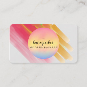 Watercolor Modern Abstract Paint Artist Girly Business Card