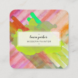 Watercolor Modern Abstract Paint Artist Strokes Square Business Card