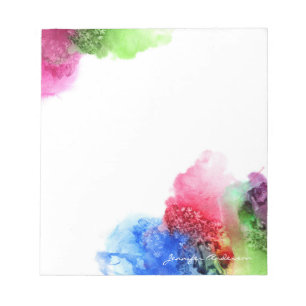 Watercolor Modern Blue Green Red Personalised Notepad
