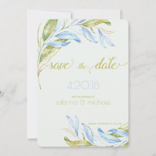 Watercolor Modern Boho Leafy Branches STD Save The Date
