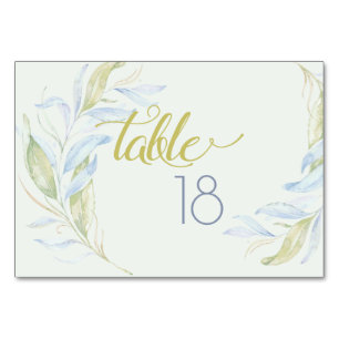 Watercolor Modern Boho Leafy Branches Table Number
