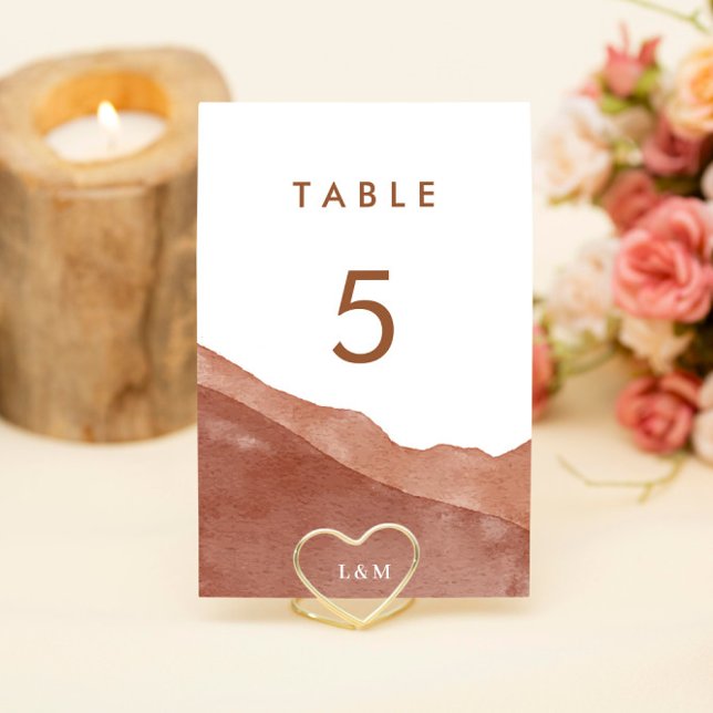 Watercolor Modern Burnt Orange Terracotta Wedding Table Number (Creator Uploaded)