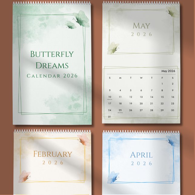 Watercolor Modern Butterfly Aesthetic Calendar (Creator Uploaded)