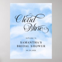 Watercolor Modern Cloud Nine Bridal Shower Welcome