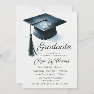 Watercolor Modern Elegant Graduation Party Invitation