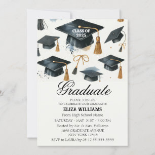 Watercolor Modern Elegant Graduation Party Invitation