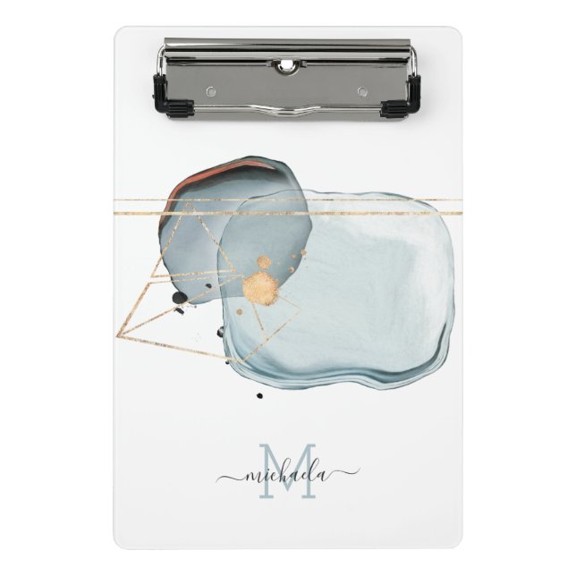 Watercolor Modern Monogram Mini Clipboard (Front)