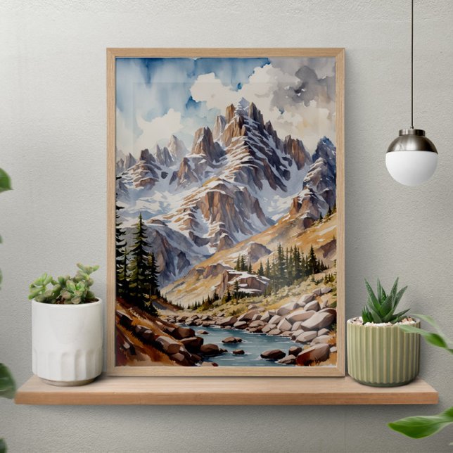 Watercolor Modern Mountains Poster (Creator Uploaded)