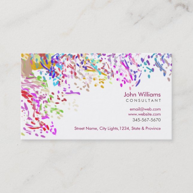 Watercolor Modern Nature Paints Brushstrokes Business Card (Front)