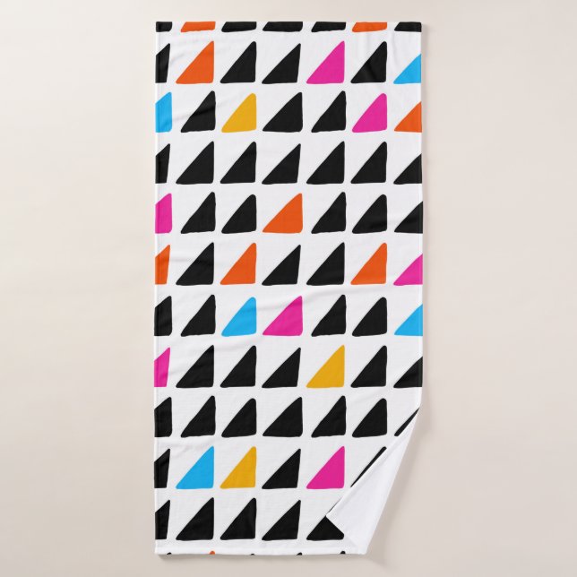 Watercolor modern pattern with blue triangles. Sea Bath Towel (Bath Towel)