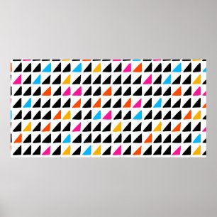 Watercolor modern pattern with blue triangles. Sea Poster