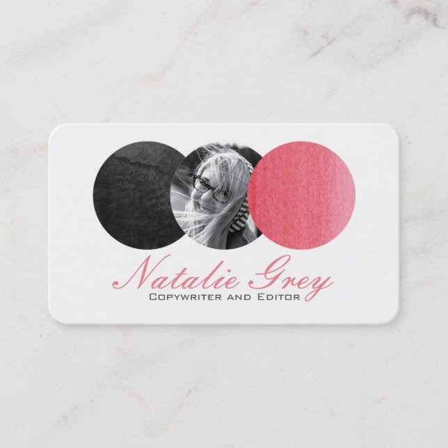 Watercolor Modern Photo Circles Business Card (Front)