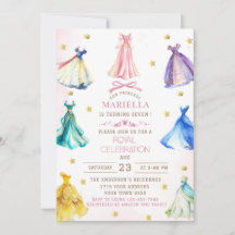 Watercolor Modern Princess dresses royal girl birt