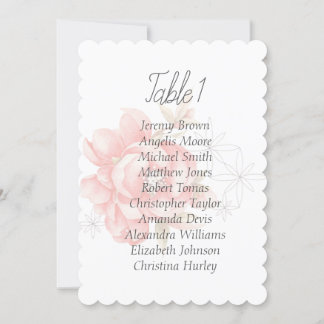Watercolor modern red peony seating chart invitation