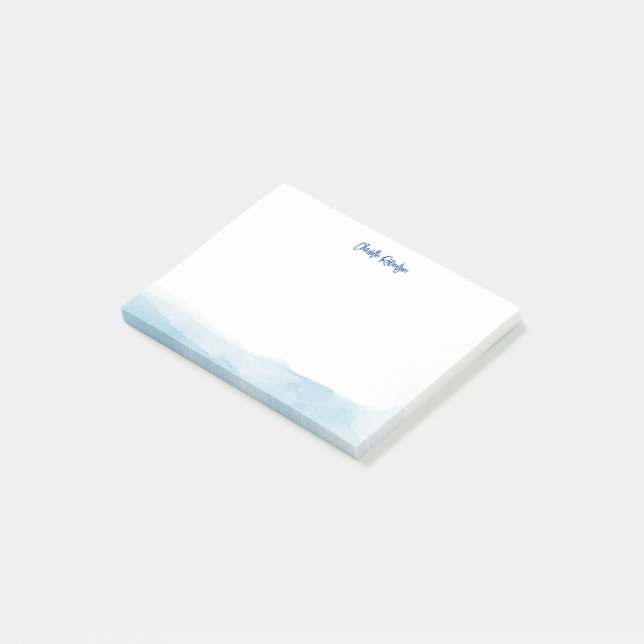 Watercolor Modern Script Personalised Post-it Notes (Angled)