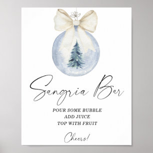 Watercolor modern winter sangria bar poster