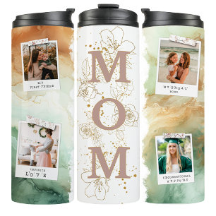 Watercolor Mom Photo Coffee Travel Tumbler Mug