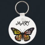 Watercolor Monarch Butterfly CUSTOMIZE IT Key Ring<br><div class="desc">This hand drawn watercolor butterfly is sure to add elegance to your keychain. Customise with your name or other info. Check my shop for lots more matching items!</div>