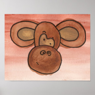 Watercolor Monkey Poster