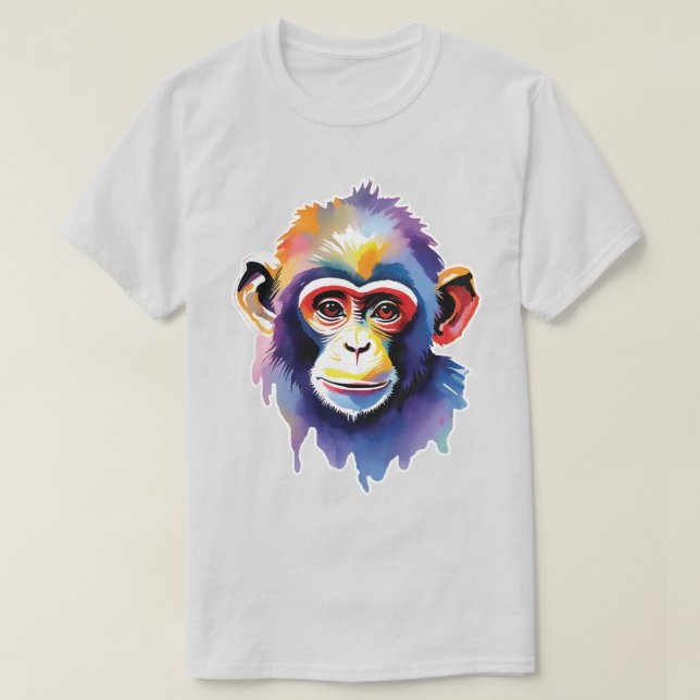 Watercolor Monkey T-Shirt (Design Front)
