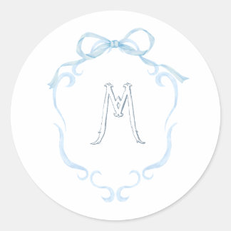Watercolor Monogram Bottle Classic Round Sticker