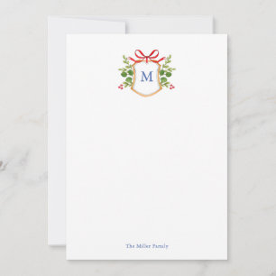 Watercolor Monogram crest with greenery  Card