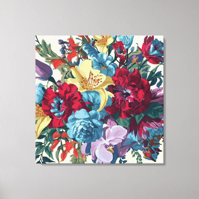 Watercolor Monogram Floral Delight Canvas Print (Front)