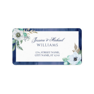 Watercolor Monogram Floral Wreath Anemone Blue Label