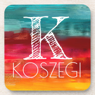 Watercolor monogram initial coaster set