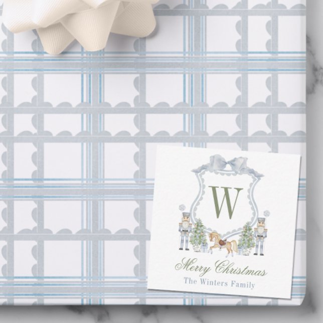 Watercolor Monogram Initial Nutcracker Crest Gift Card (Creator Uploaded)