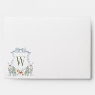 Watercolor Monogram Initial Nutcracker Crest Gift Envelope