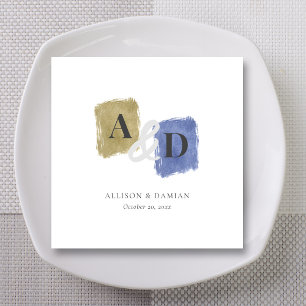 Watercolor Monogram Initials Wedding Napkin