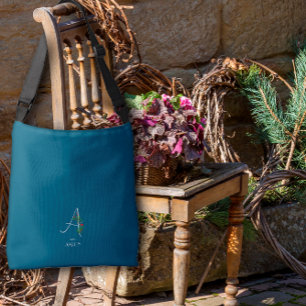 Watercolor monogram letter A nurse dark blue Crossbody Bag