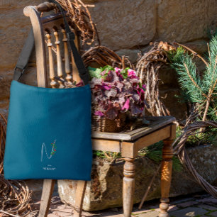 Watercolor monogram letter N nurse dark blue Crossbody Bag