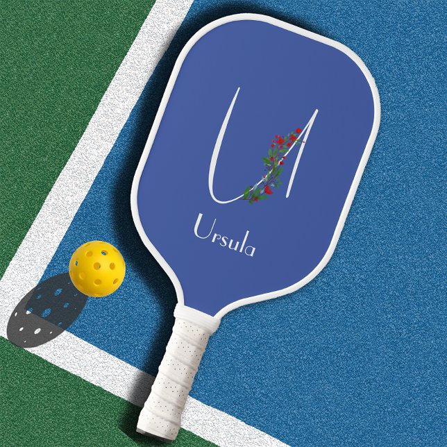  Watercolor monogram letter U blue Pickleball Paddle (Creator Uploaded)
