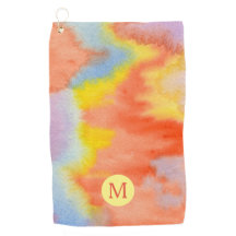 Watercolor Monogram Orange Yellow Blue Lavender